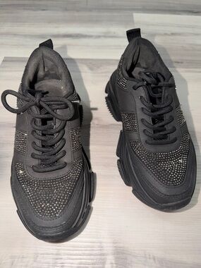 Steve Madden Black Rhinestone Platform Sneakers